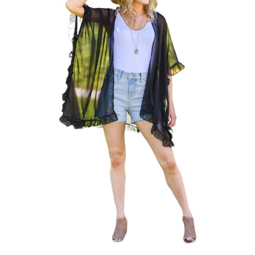 NEW CY FASHION leave you guessing kimono in black